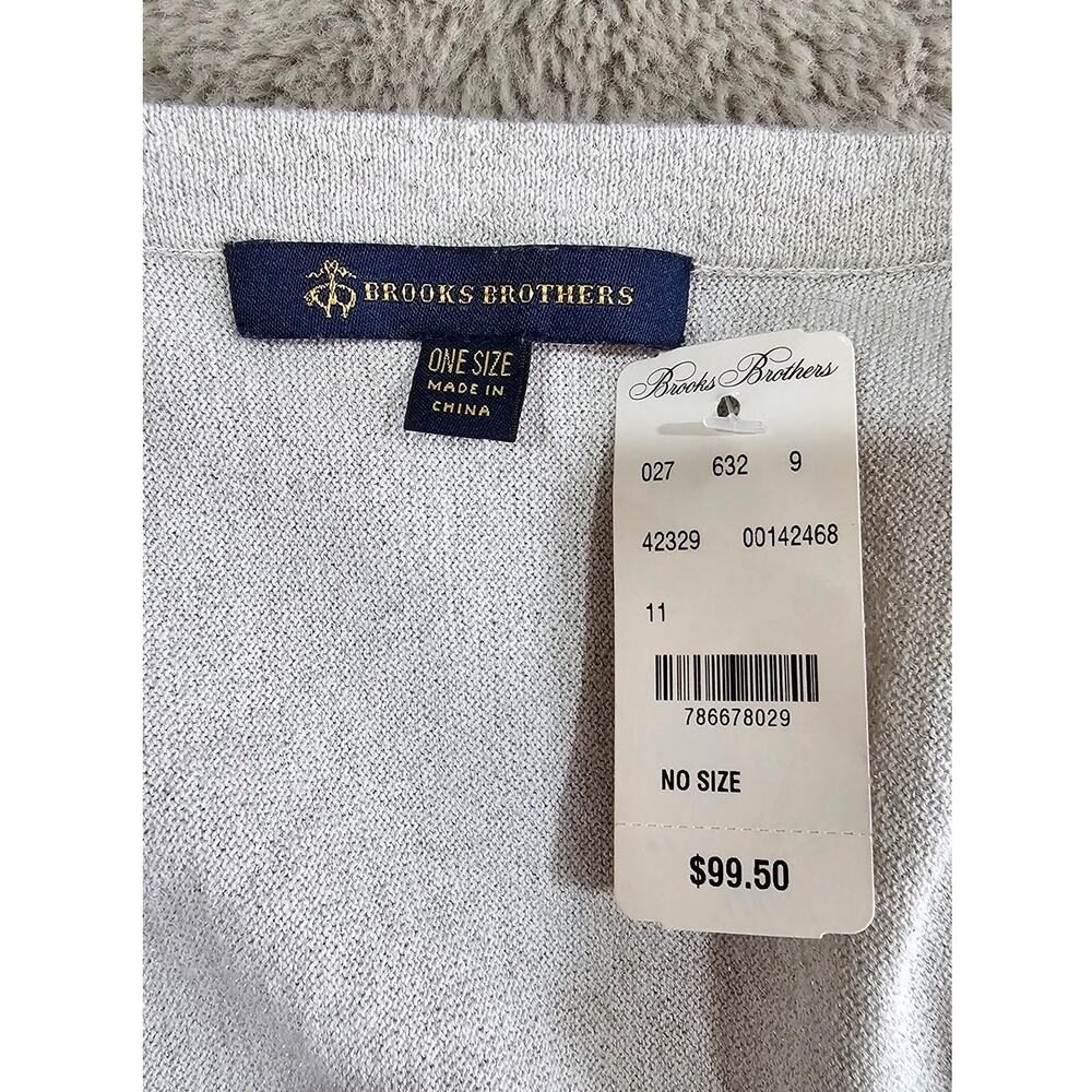 Brooks Brothers Open Front Shawl Cape Sweater Gray Silver Metallic OS, New - Picture 4 of 8
